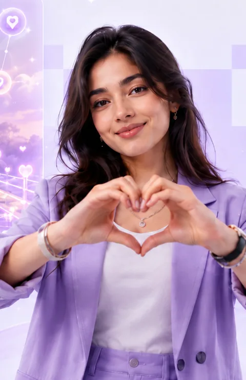 A member making a heart shape with their hands
